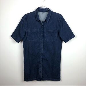 ST. Studio Denim Blouse Tunic Snap Up Front 36 2/4